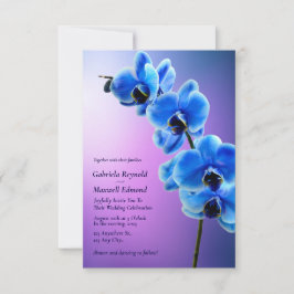 Modern Floral Sky Blue Orchids Bruiloft Kaart