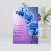 Modern Floral Sky Blue Orchids Bruiloft Kaart (Staand voorkant)