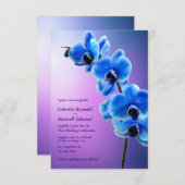 Modern Floral Sky Blue Orchids Bruiloft Kaart (Voorkant / Achterkant)