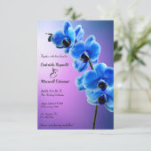 Modern Floral Sky Blue Orchids Bruiloft Kaart (Staand voorkant)