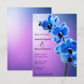 Modern Floral Sky Blue Orchids Bruiloft Kaart (Voorkant / Achterkant)