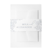  Modern Floral Stoffig Blauw Bruiloft Uitnodigingen Wikkel (Voorkant Voorbeeld)