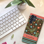 Modern Floral Stripe NaamInspirivity Samsung Galaxy Hoesje<br><div class="desc">Deze vrolijke en kleurrijke telefooncel voor inspiratie is de perfecte aanvulling op uw telefoon. De leuke gekleurde bloemen zijn perfect voor elke leeftijd. Voeg een naam toe om dit kleurrijke hoesje te personaliseren. Veel nieuwe telefoongevallen toegevoegd in mijn Zazzle-winkel. Voor meer van mijn dagelijkse inspirerend kunstwerk, controleer mijn Facebook en...</div>