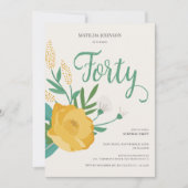 Modern Floral Surprise 40ste verjaardagsfeestje Kaart (Voorkant)