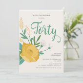 Modern Floral Surprise 40ste verjaardagsfeestje Kaart (Staand voorkant)