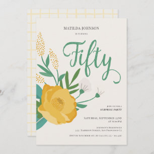 Modern Floral Surprise 50ste verjaardagsfeestje Kaart
