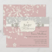 Modern Floral Swirl Flourish Bracket Baby shower Kaart (Voorkant / Achterkant)