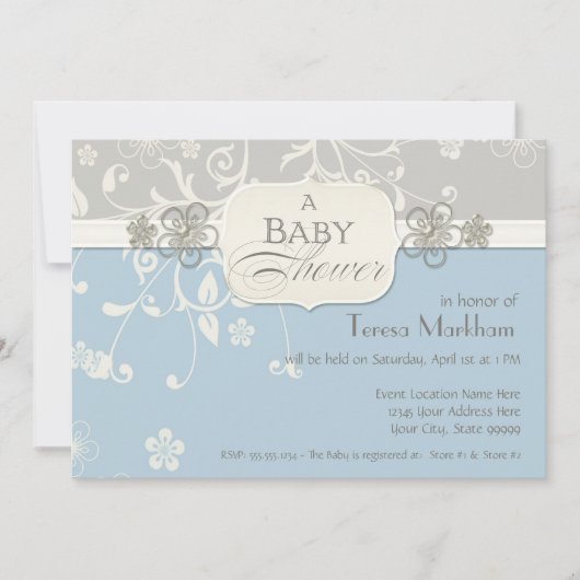 Modern Floral Swirl Flourish Bracket Baby shower Kaart (Voorkant)