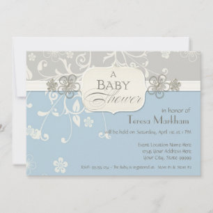 Modern Floral Swirl Flourish Bracket Baby shower Kaart