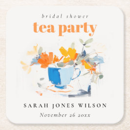 Modern Floral Tea Cup Vrijgezellenfeest Tea Party Kartonnen Onderzetters
