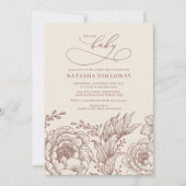 Modern Floral Terracotta Baby shower Kaart (Voorkant)