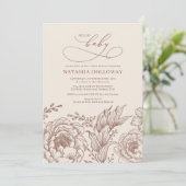 Modern Floral Terracotta Baby shower Kaart (Staand voorkant)