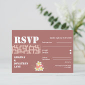 Modern Floral Terracotta Wedding RSVP Kaart (Staand voorkant)