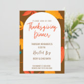 Modern Floral Thanksgiving Dinner Invitation Kaart (Staand voorkant)