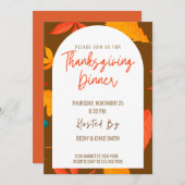 Modern Floral Thanksgiving Dinner Invitation Kaart (Voorkant / Achterkant)