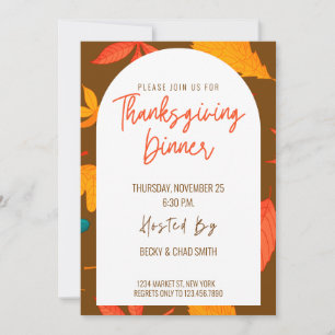 Modern Floral Thanksgiving Dinner Invitation Kaart