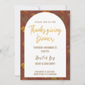 Modern Floral Thanksgiving Dinner Invitation Kaart (Voorkant)