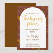 Modern Floral Thanksgiving Dinner Invitation Kaart (Voorkant / Achterkant)