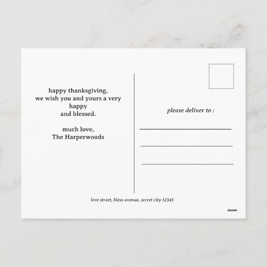 Modern Floral Thanksgiving Familiefoto Collage Feestdagenkaart (Achterkant)