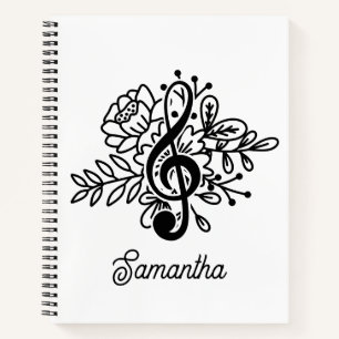 Modern Floral Treble Clef Music Lovers Notitieboek