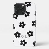 Modern Floral Trendy Black en white  Spring iPhone Hoesje (Achterkant)