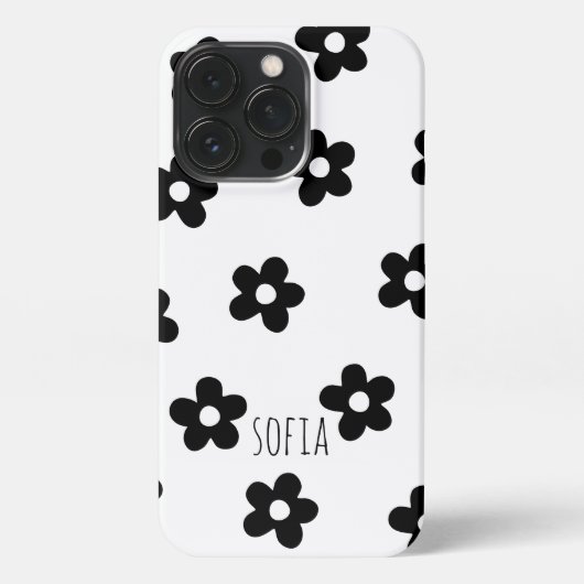 Modern Floral Trendy Black en white  Spring iPhone Hoesje (Achterkant)