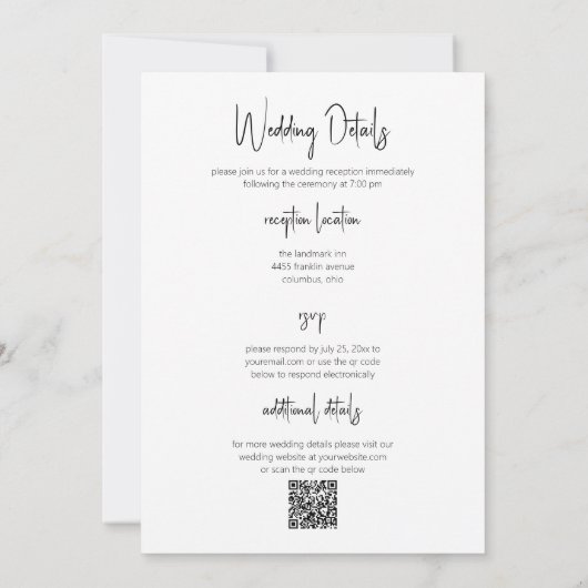 Modern Floral Two Sided Wedding Invitation Kaart (Achterkant)