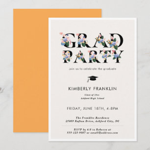 Modern Floral Typography AFSTUDEERDER ARTITY Invit Kaart