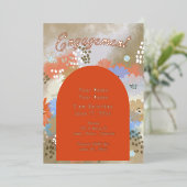 Modern Floral Verloving Folie uitnodiging (Staand Voorkant)