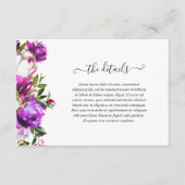 Modern Floral Vibrant Bold Bright Paarse bruiloft Informatiekaartje (Voorkant)