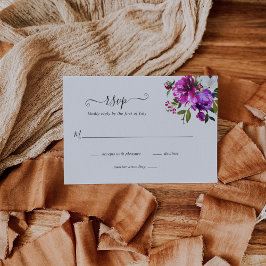 Modern Floral Vibrant Bold Bright Paarse bruiloft RSVP Kaartje