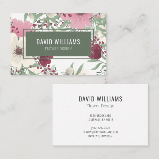 Modern Floral Visitekaartje (Voorkant / Achterkant)
