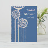 Modern Floral Vrijgezellenfeest - Blauwe uitnodigi Kaart (Staand voorkant)