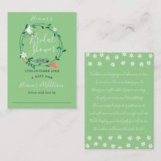 Modern Floral Vrijgezellenfeest Display Kaart en L (Voorkant / Achterkant)