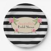 Modern Floral Vrijgezellenfeest Gestreepte Borden Papieren Bordje (Voorkant)