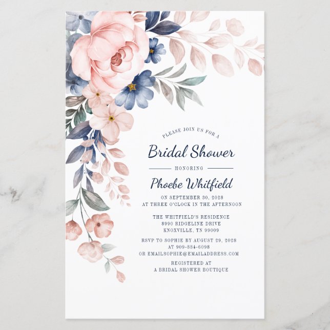 Modern Floral Vrijgezellenfeest Pink Invitation (Voorkant)
