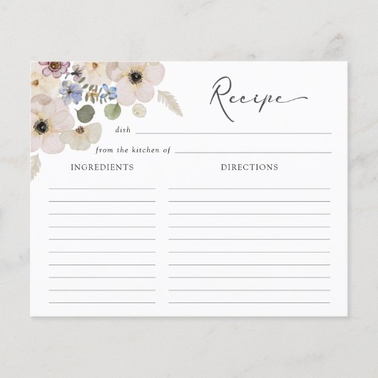 Modern Floral Vrijgezellenfeest Recept Kaart (Voorkant)