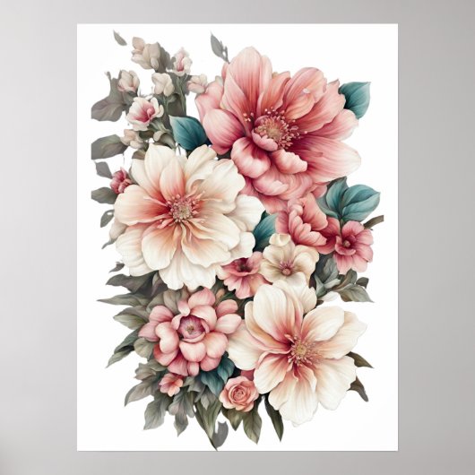 Modern Floral Wall Decor Print Poster (Voorkant)