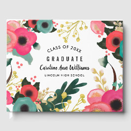 Modern Floral Waterverf Afstuderen Gastenboek