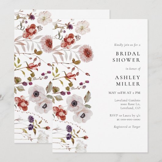 Modern Floral Waterverf Boho Vrijgezellenfeest Kaart (Voorkant / Achterkant)