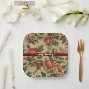 Modern Floral Waterverf Collectie Papieren Bordje