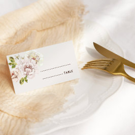 Modern Floral Waterverf Ivory Cream Bruiloft Gevou Plaatskaartje