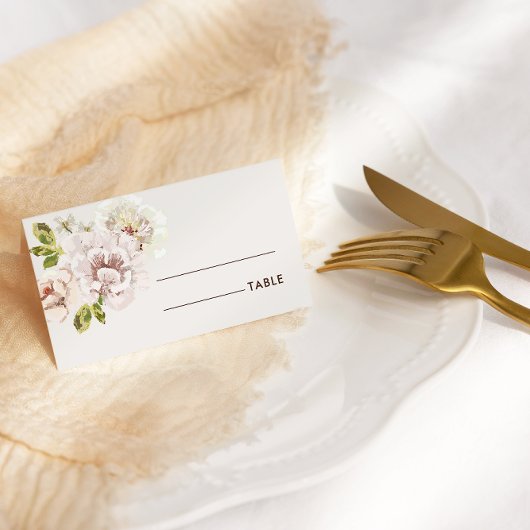 Modern Floral Waterverf Ivory Cream Bruiloft Gevou Plaatskaartje