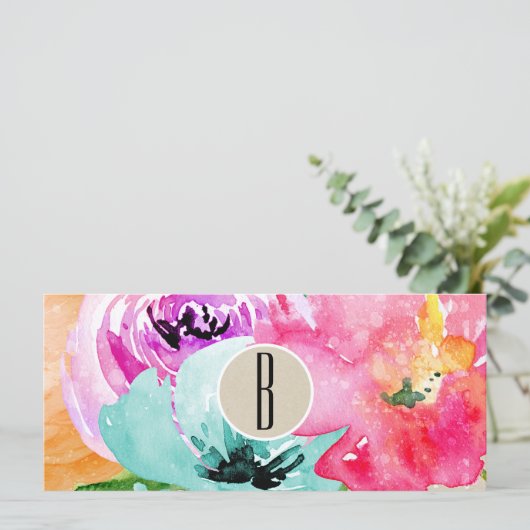 Modern Floral Waterverf Kraft Cadeaubon (Staand voorkant)