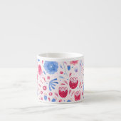 Modern Floral Waterverf roze blauw Espresso Kop (Voorkant)