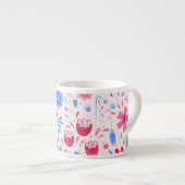 Modern Floral Waterverf roze blauw Espresso Kop (Voorkant rechts)