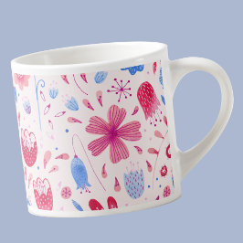 Modern Floral Waterverf roze blauw Espresso Kop