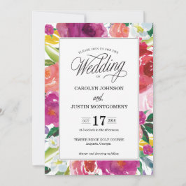 Modern Floral Waterverf Wedding Kaart