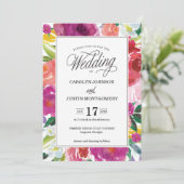 Modern Floral Waterverf Wedding Kaart (Staand voorkant)