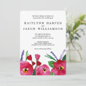 Modern Floral Waterverf Wedding Kaart (Staand voorkant)